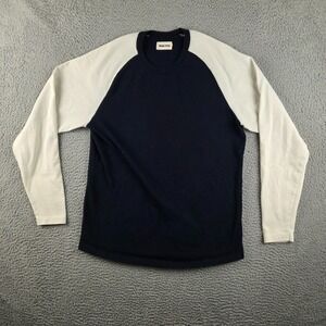 Taylor Stitch Baseball Pullover Shirt Long Sleeve Sz 42 Blue Preppy Crew Raglan